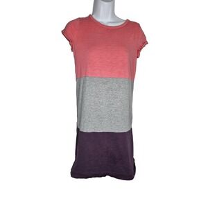 Boden Colorblock T-Shirt Dress Pink Gray Purple Cotton Short Sleeve Size 4R